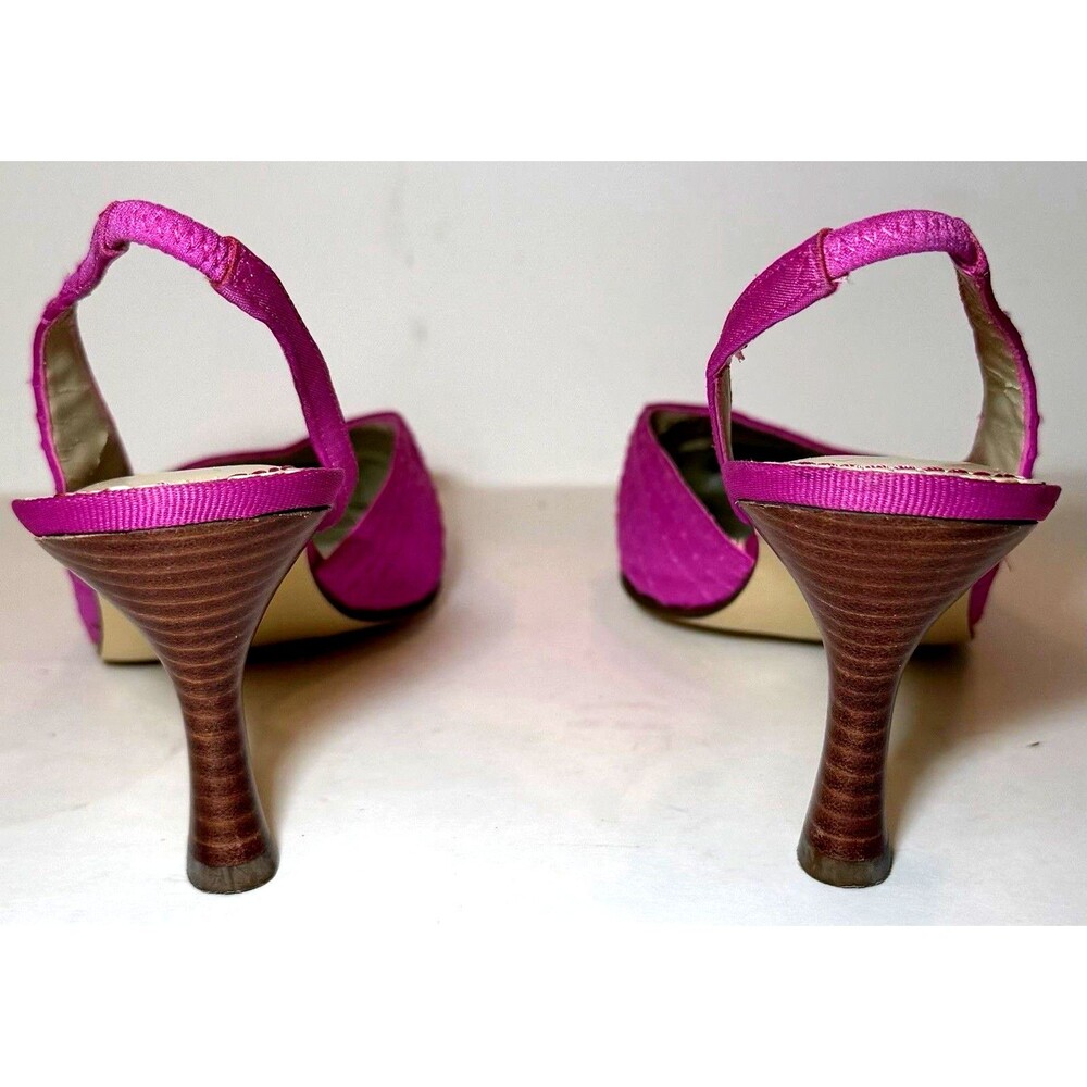 August Maxx Women’s 8M Hot Pink Satin Pointed Toe Slingback Heels Pumps - Picture 4 of 6